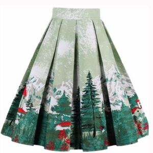 Retro Pinup Style Alpine Mountain Print Pleated Circle Skirt Modcloth?